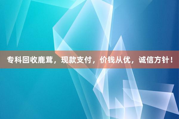专科回收鹿茸，现款支付，价钱从优，诚信方针！